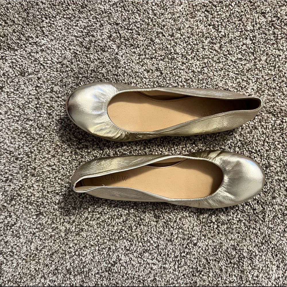 J crew leather ballerina flats